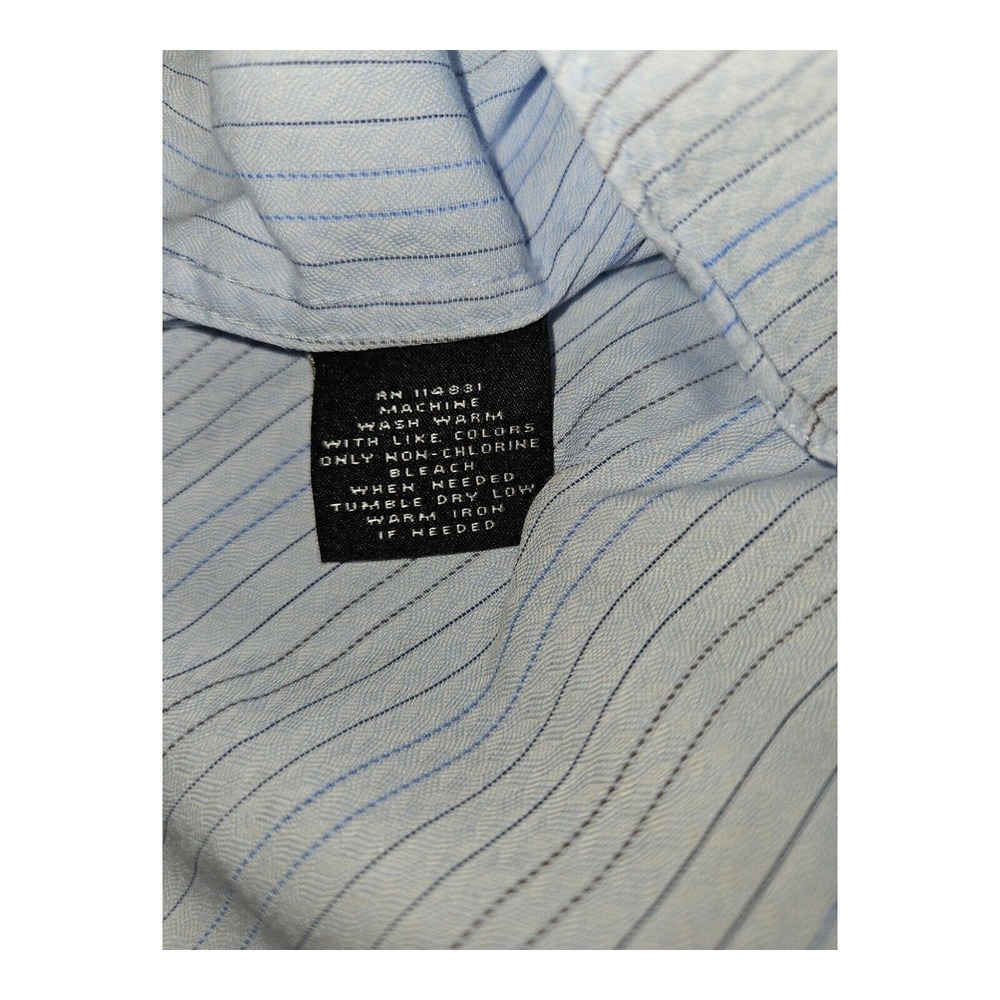 Jhane Barnes Button Up Shirt Large Men's Long Sleeve Two-Ply Blue Dress Wear - Picture 6 of 6